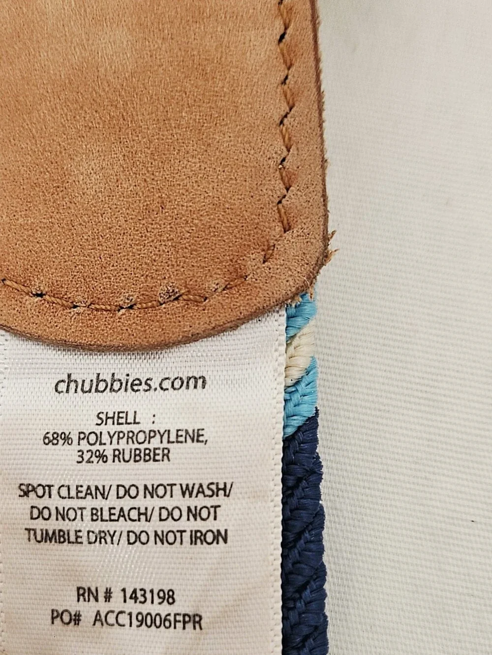 Chubbies Braided Woven Stretch Belt Blue Tan Leather Silver Buckle 43